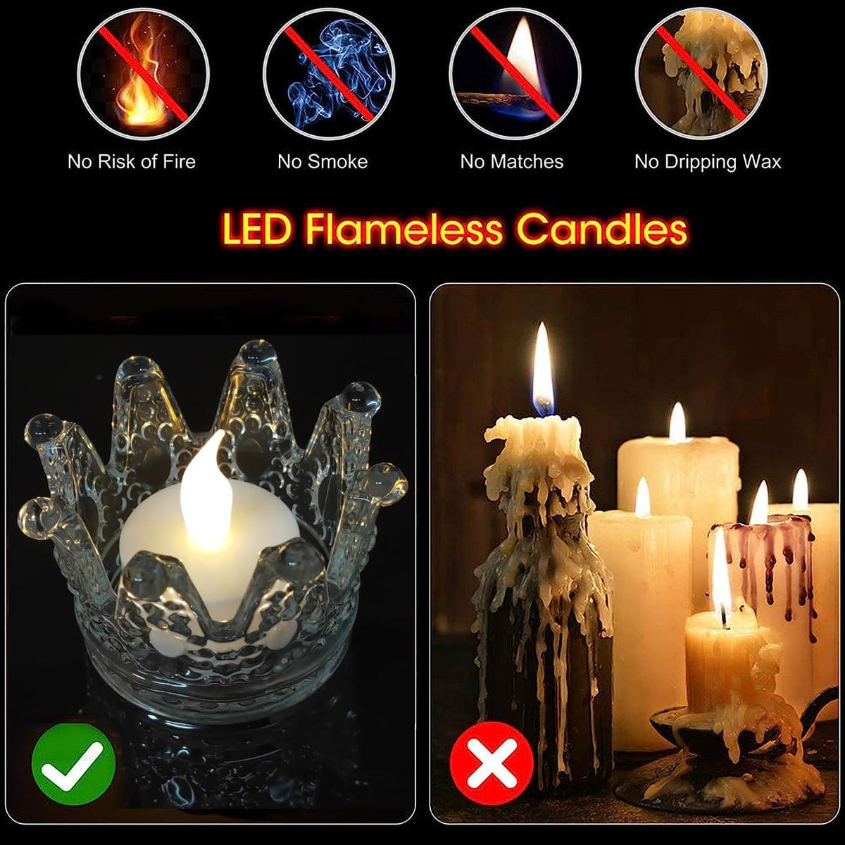 Rechargeable Candles Tea Lights with Remote Timer,Battery Operated Flameless LED Tea Lights Candles with USB Rechargeable for Halloween,Christmas,Weddings,Birthdays 6-Pack(Warm White)
