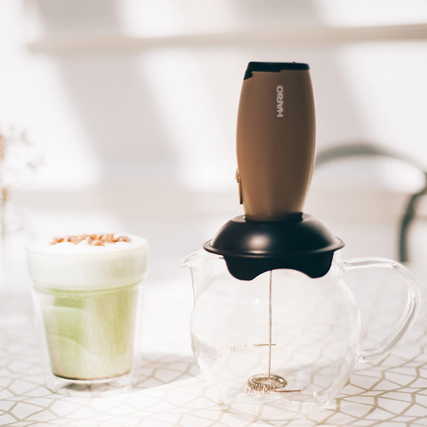 "Qto" Electric Milk Frother with Server, 100Ml, Brown