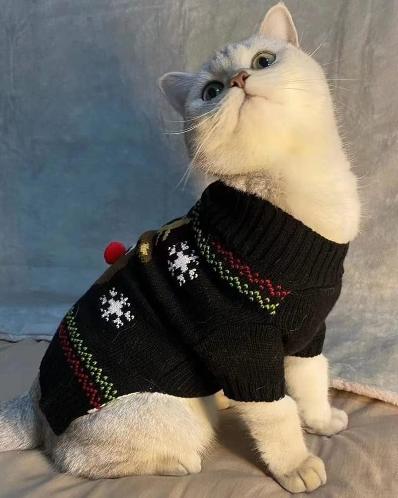 Cat Sweater Christmas Santa Claus Pet Cat Winter Knitwear Warm Clothes