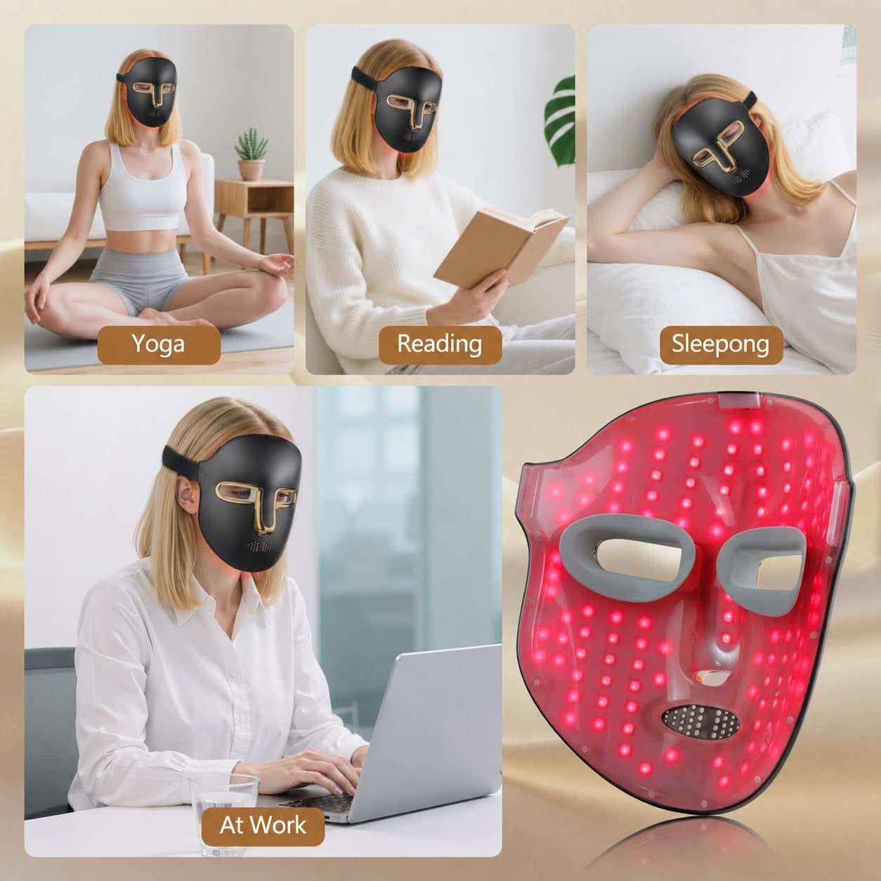 Red Light Therapy for Face Mask – LED Face Mask Light Therapy with Red Blue LED and Infrared Light, Anti-Aging, Blemish Repair Treatment