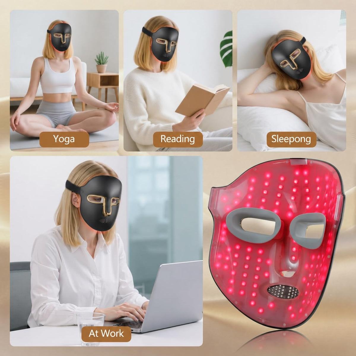 Red Light Therapy for Face Mask – LED Face Mask Light Therapy with Red Blue LED and Infrared Light, Anti-Aging, Blemish Repair Treatment