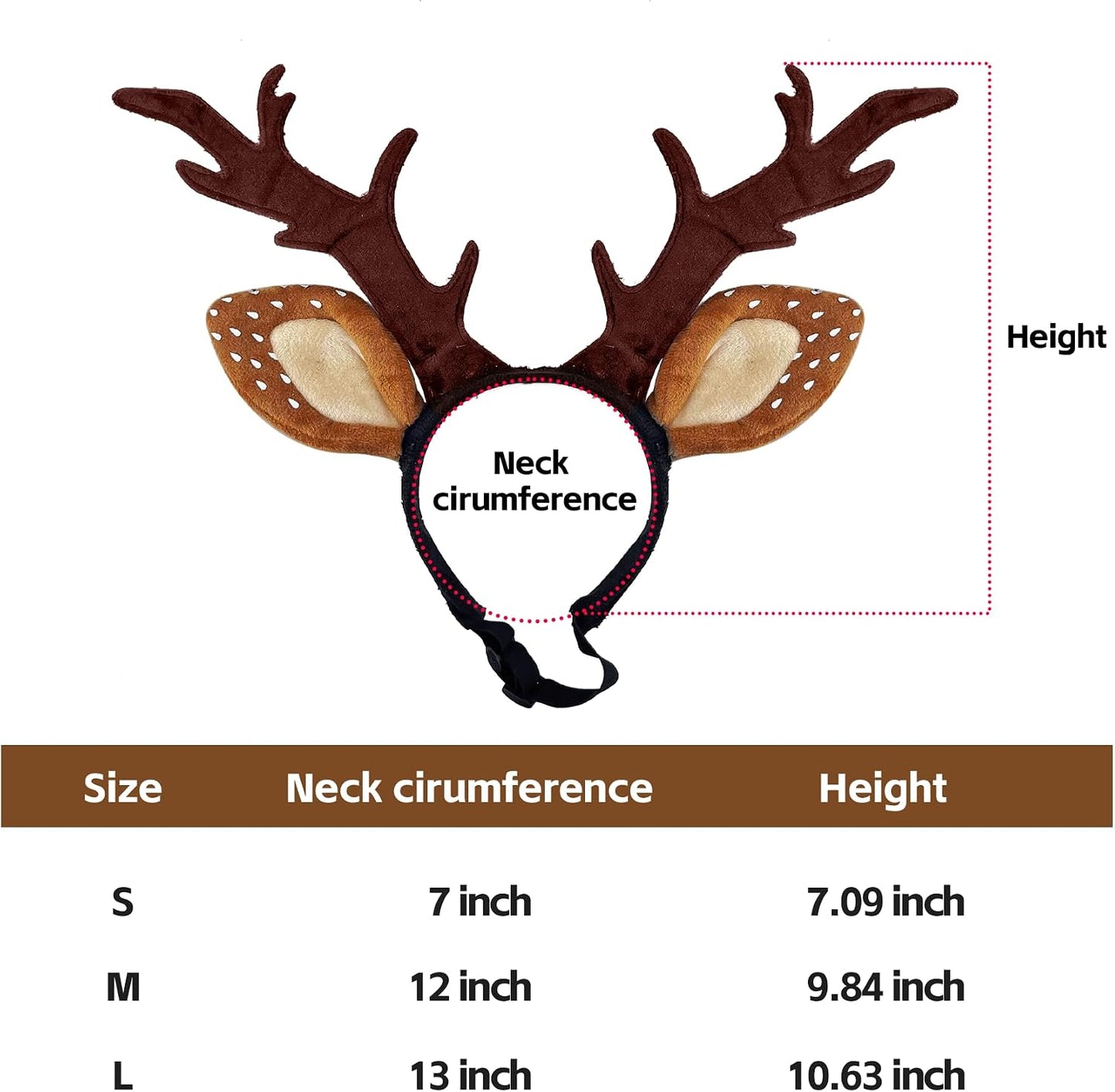Dog Cat Christmas Reindeer Antlers Headband Classic Adjustable Elk Hat Headwear Pet Deer Cospaly Costumes Accessories (L(For Medium Big Dogs))