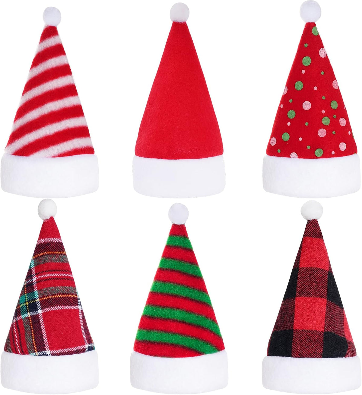 6 Pieces Pet Cat Dog Christmas Santa Hat Holiday Party Cute Costumes for Puppy Kitten Christmas Cosplay Dress up Supplies (Mixed Pattern)