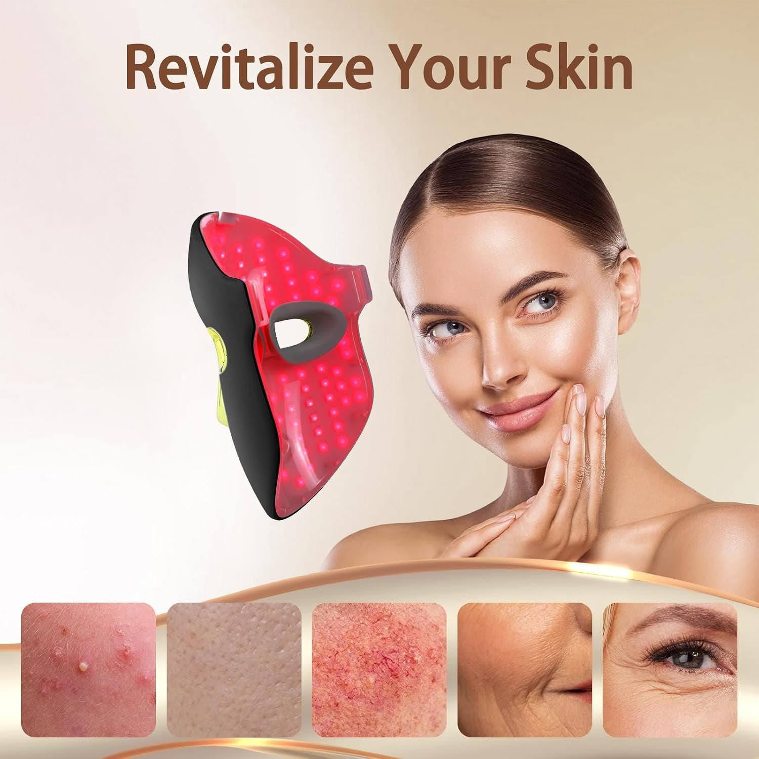 Red Light Therapy for Face Mask – LED Face Mask Light Therapy with Red Blue LED and Infrared Light, Anti-Aging, Blemish Repair Treatment