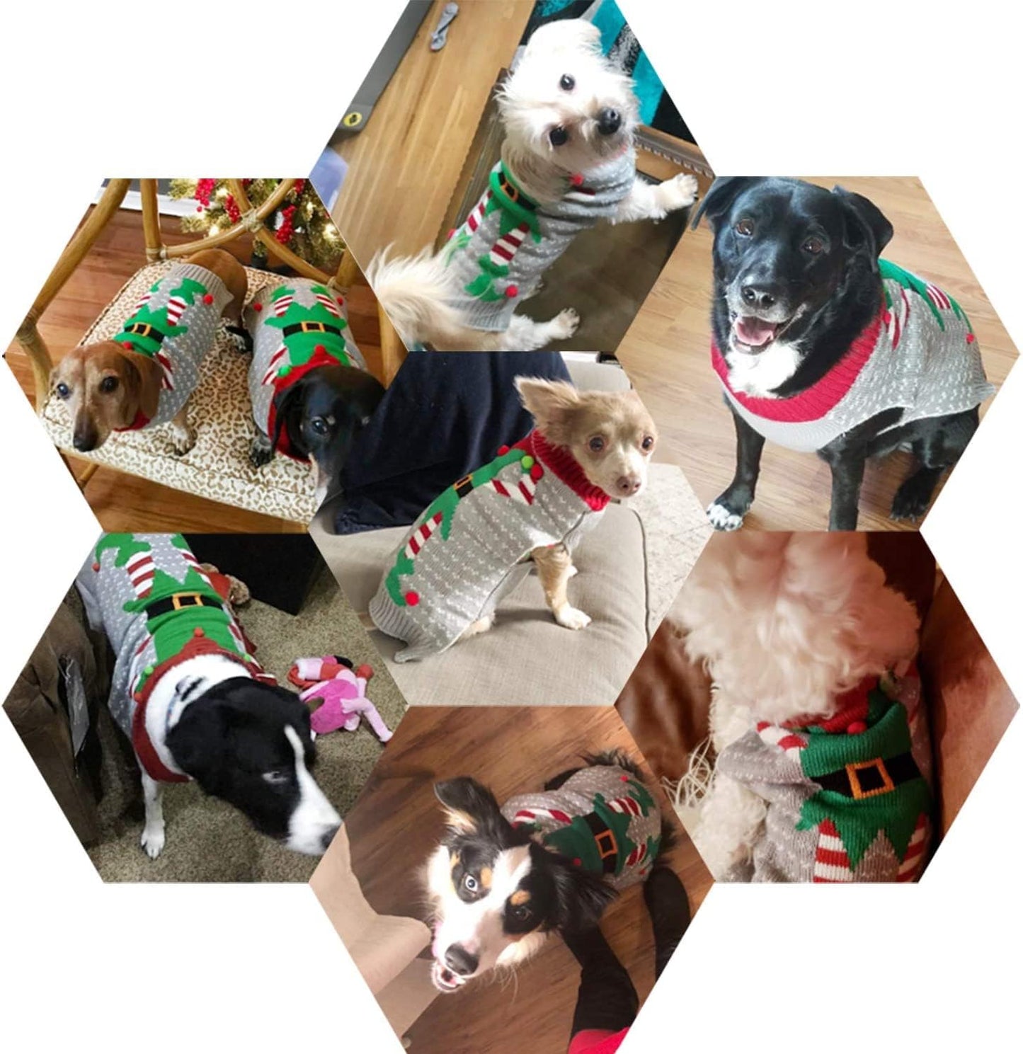 Christmas Dog Sweater Ugly Elf Pet Jumper Clown Holiday and Party for Dog and Cat (L)