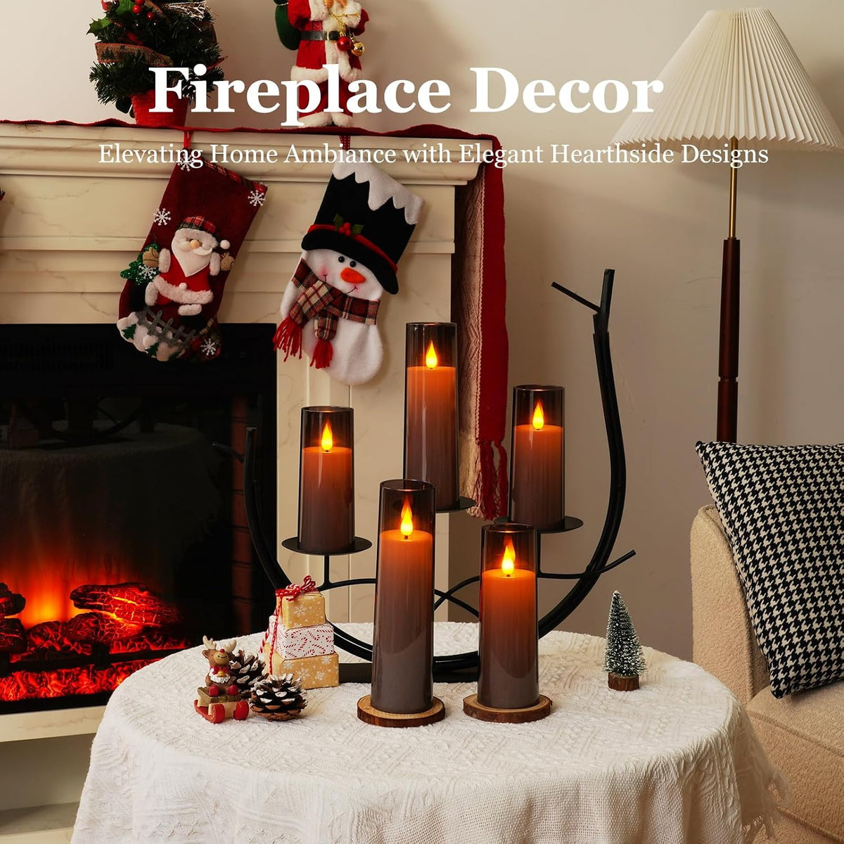Flameless LED Battery Operated Candles with Remote Timer, Grey