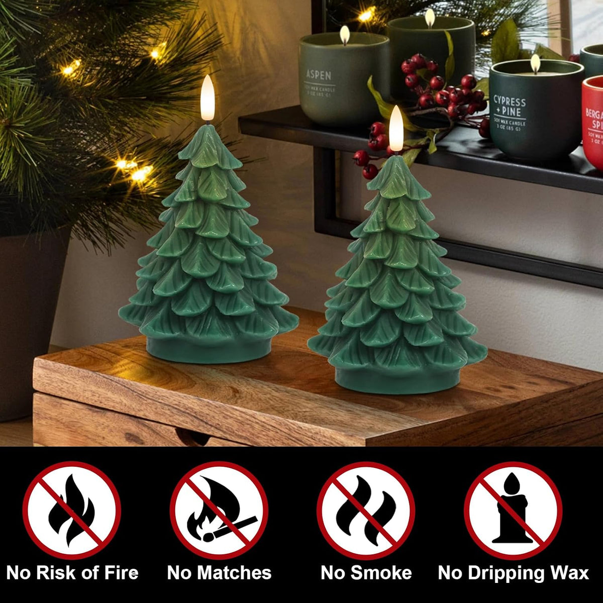 Christmas Tree Flameless Candles Battery Operated with 6H Timer