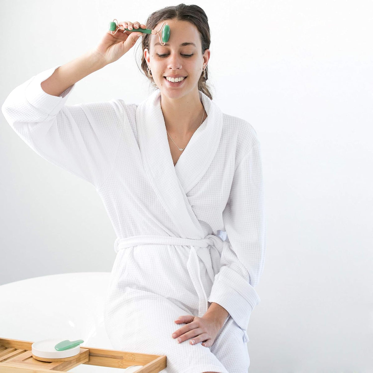 Jade Face Roller and Gua Sha Set in Hand-Drawn Giftbox - Gua Sha Stone, Face Massager Roller, Beauty Massage Face Scraper Tools - Guasha Tool for Face Roller Skin Care, Eyes, Neck - Extra Pouch