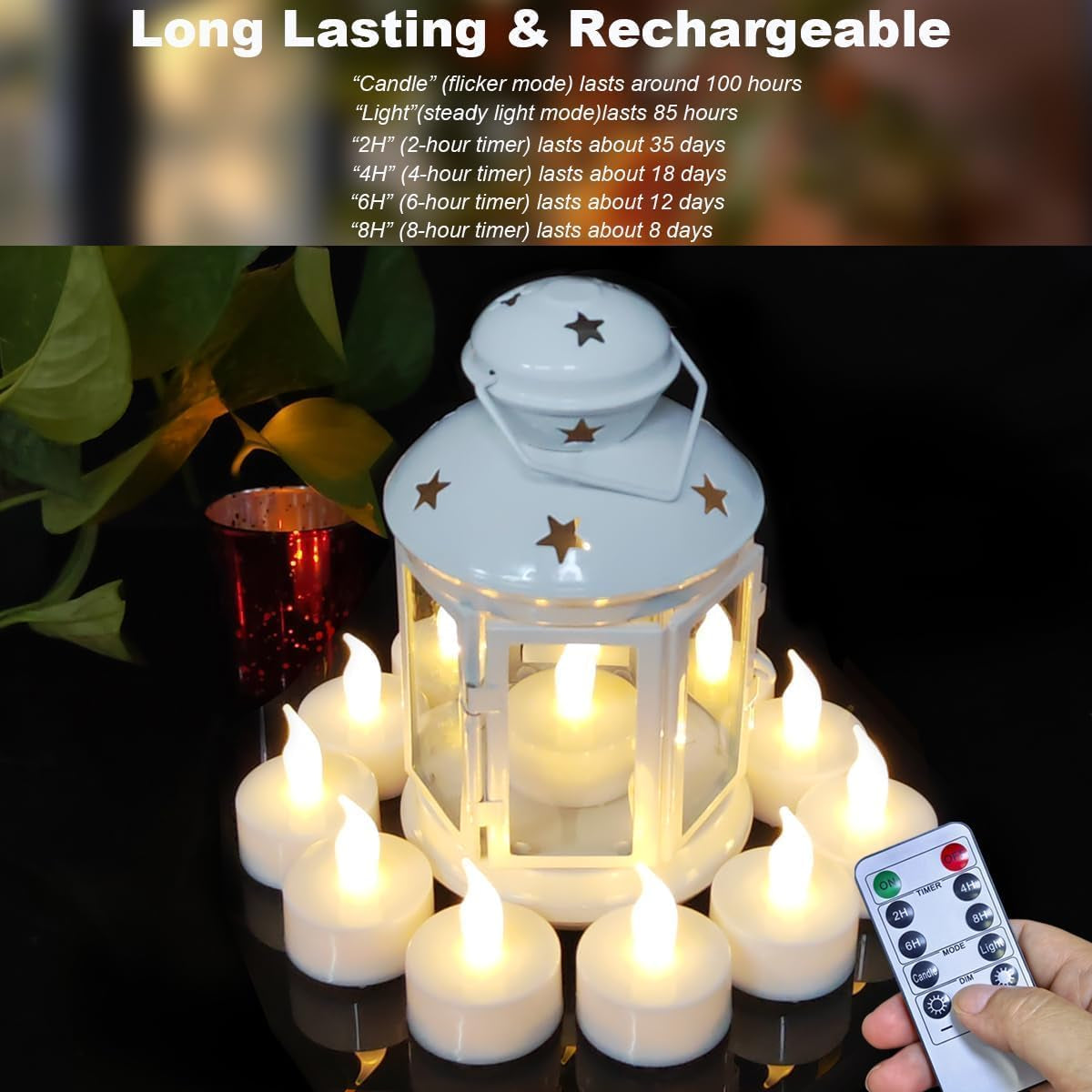 Rechargeable Candles Tea Lights with Remote Timer,Battery Operated Flameless LED Tea Lights Candles with USB Rechargeable for Halloween,Christmas,Weddings,Birthdays 6-Pack(Warm White)