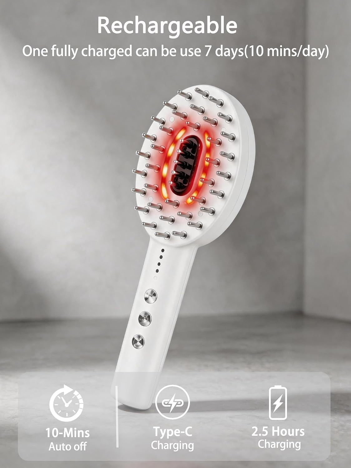 3-In-1 Electric Scalp Massager Brush, Vibrating Scalp Massager Comb with Hair Oil Applicator for Scalp/Face/Body Relaxation, Portable Massager Tool for Home & Travel, Gift for Men & Women(White)