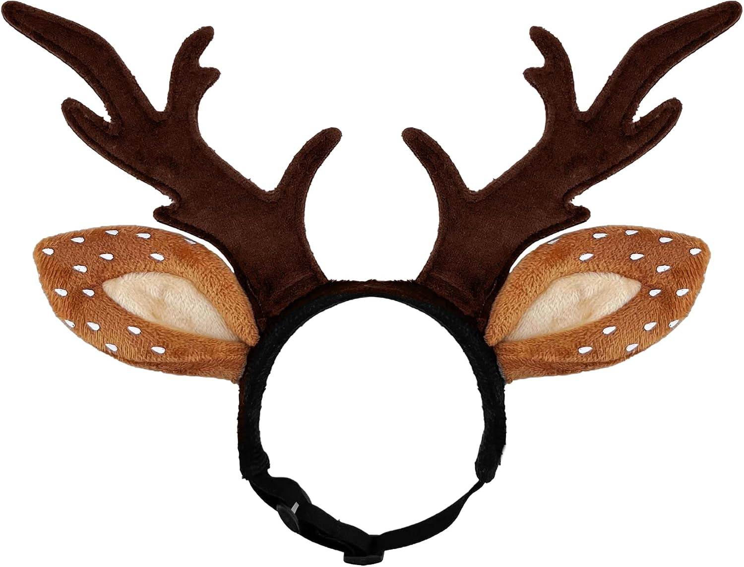 Dog Cat Christmas Reindeer Antlers Headband Classic Adjustable Elk Hat Headwear Pet Deer Cospaly Costumes Accessories (L(For Medium Big Dogs))