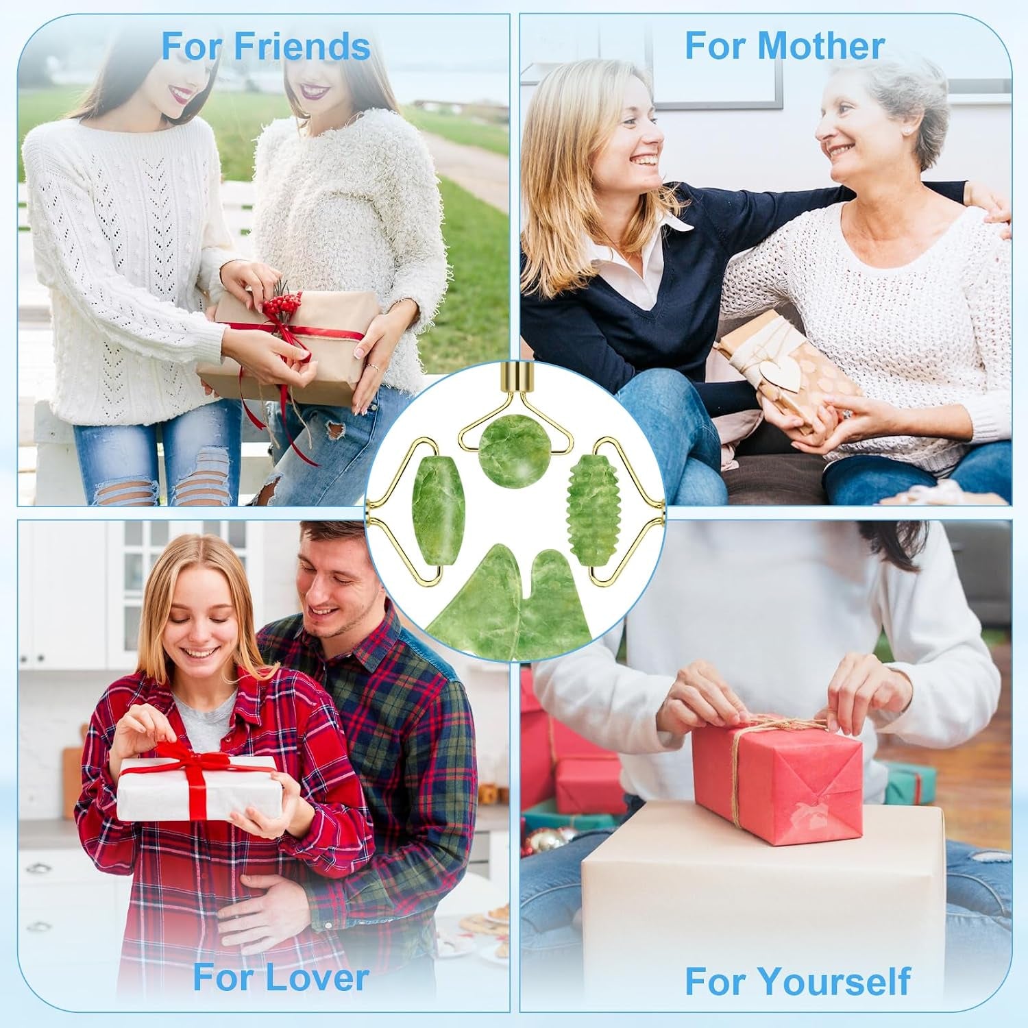 Cooling Natural Jade Face Roller & Gua Sha Tool