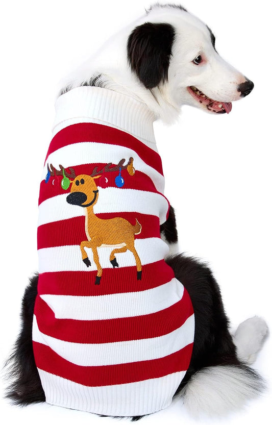 Dog Sweater Pet Christmas Elk Bells Sweaters Halloween Reindeer for Small Dog and Cat(Red,Xl)