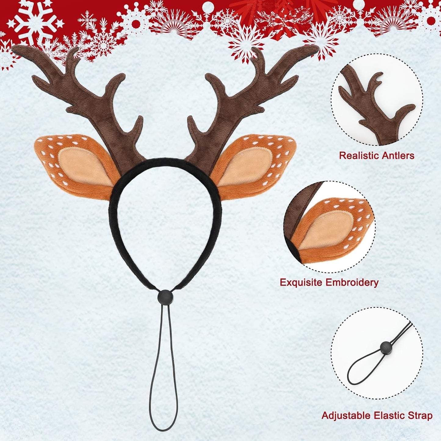 Dog Reindeer Antlers Headbands with Santa Hat, Pet Christmas Costume