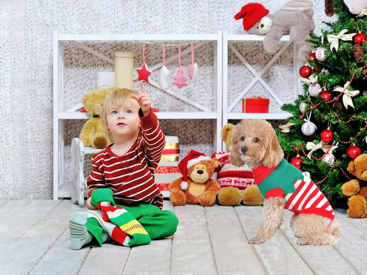 Dog Christmas Sweater Pet Winter Knitwear Xmas Elf Costume Clothes Coats Sweater for Kitty Puppy Cat XXL