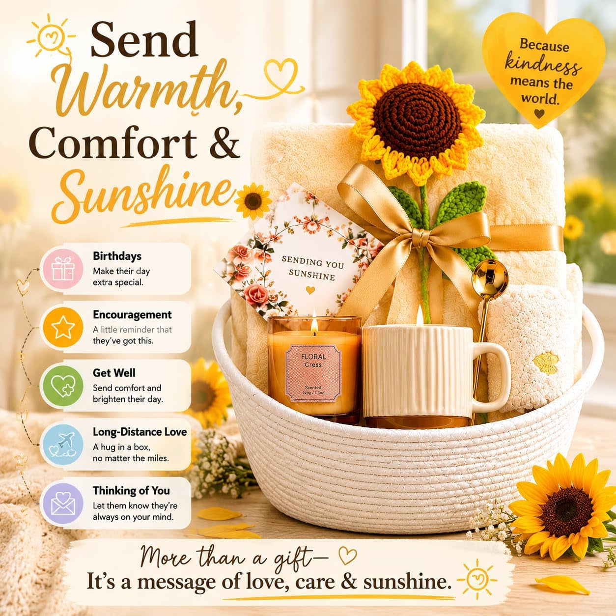 Get Well Gifts for Women after Surgery Care Basket with Cozy Blanket & Mug