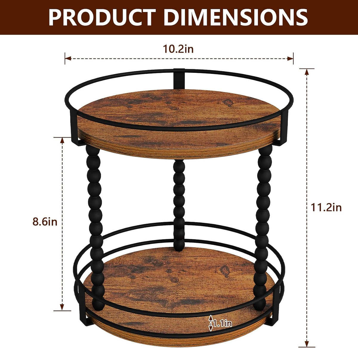 Lazy Susan Turntable Organizer, 11.2" Rotating Spice Rack Organizer