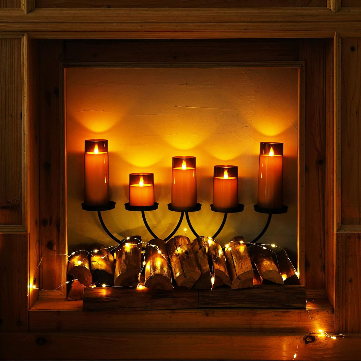 Gray Flickering Flameless Candles, Battery Operated Acrylic LED Pillar Candles with Remote Control and Timer, Halloween Decor, Set of 9