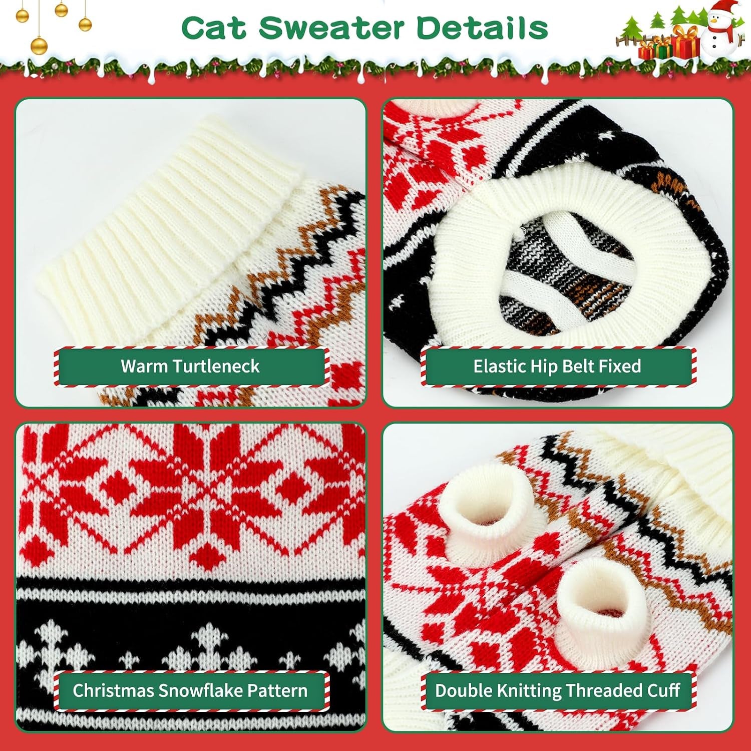 2 Pack Knit Pet Sweater, Winter Outfit for Cats & Small Dogs,L