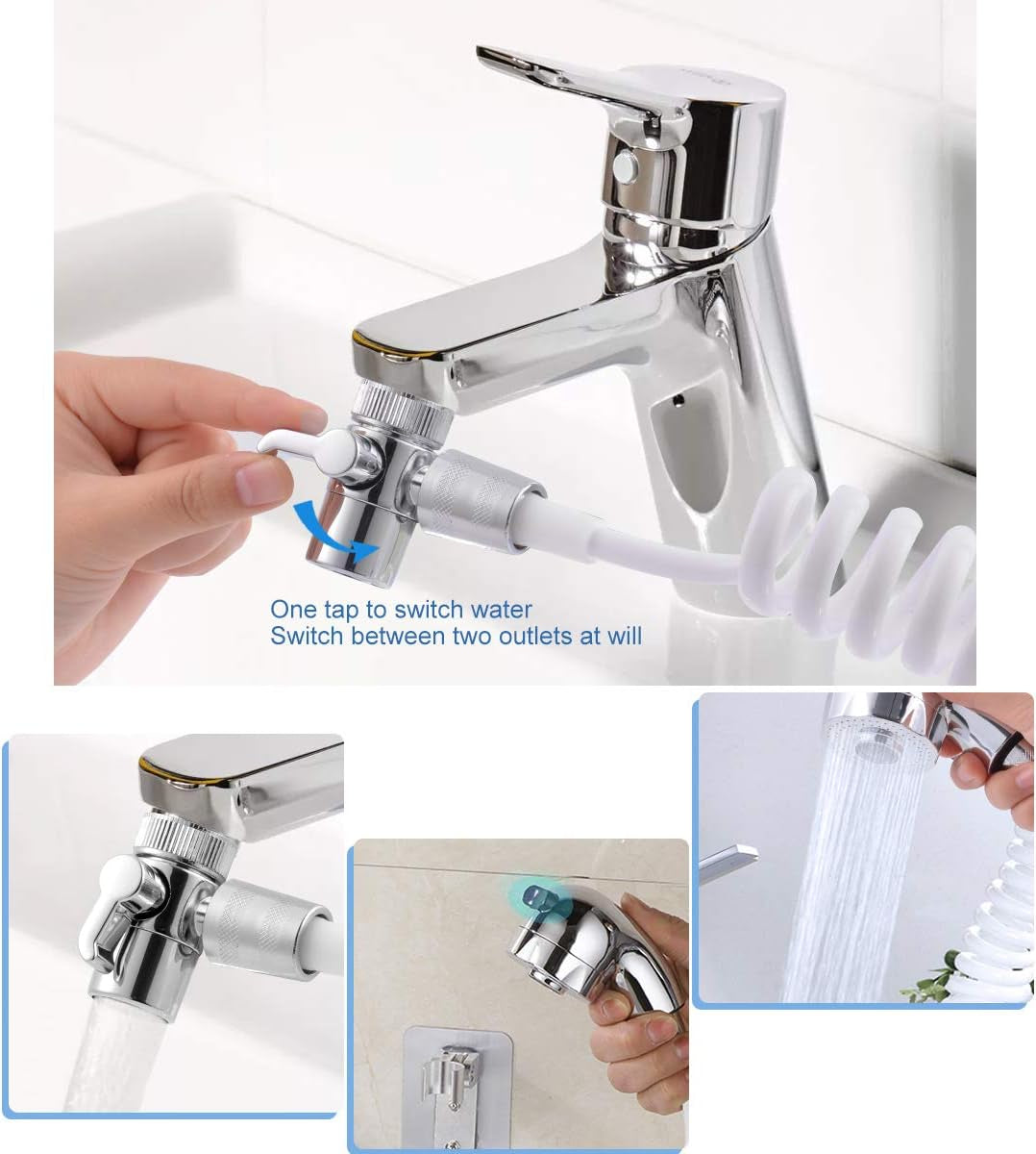 Sink Faucet Sprayer Hand Shower Sink Shower Hose Sprayer for Hair Washing,Rinser Set with Faucet Adapter, Shower Stand and Hose - for Utility Room, Bathroom, Laundry Tub