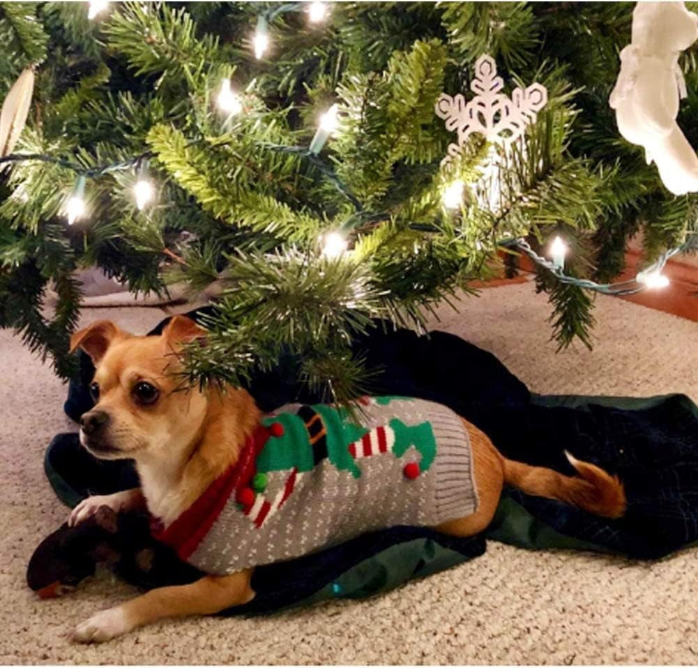 Christmas Dog Sweater Ugly Elf Pet Jumper Clown Holiday and Party for Dog and Cat (L)