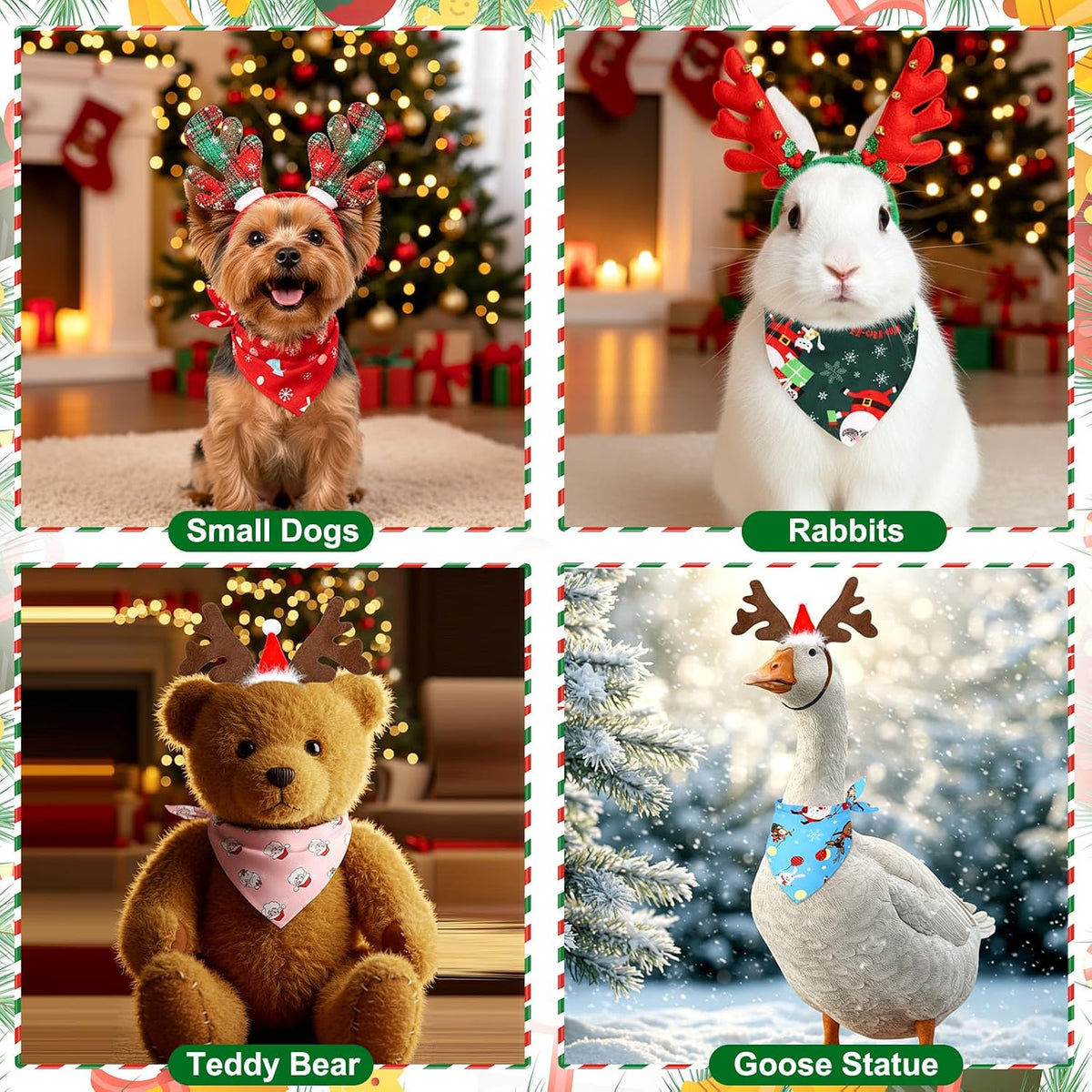 12 Pcs Christmas Pet Headband Bandana, Reindeer Headband