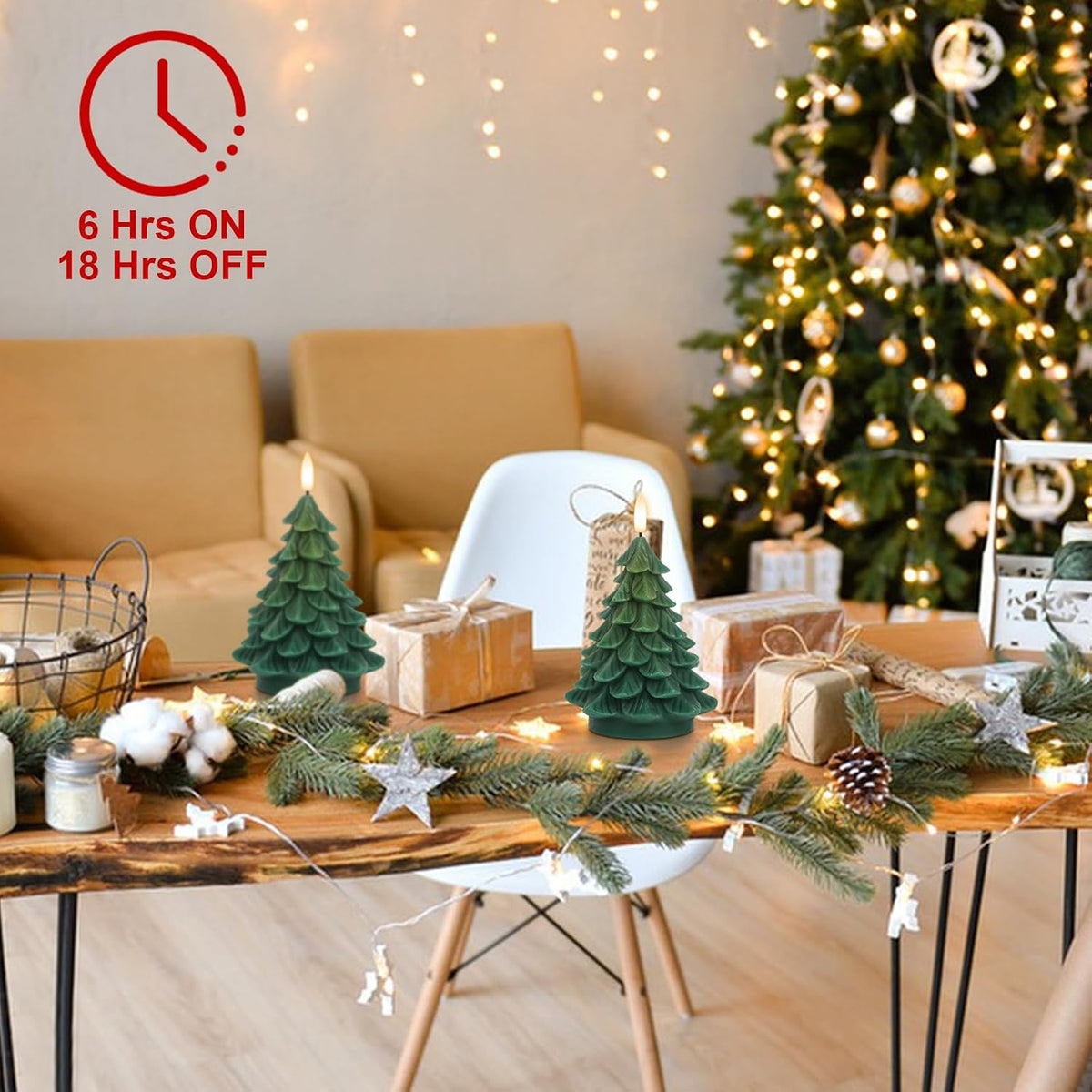 Christmas Tree Flameless Candles Battery Operated with 6H Timer