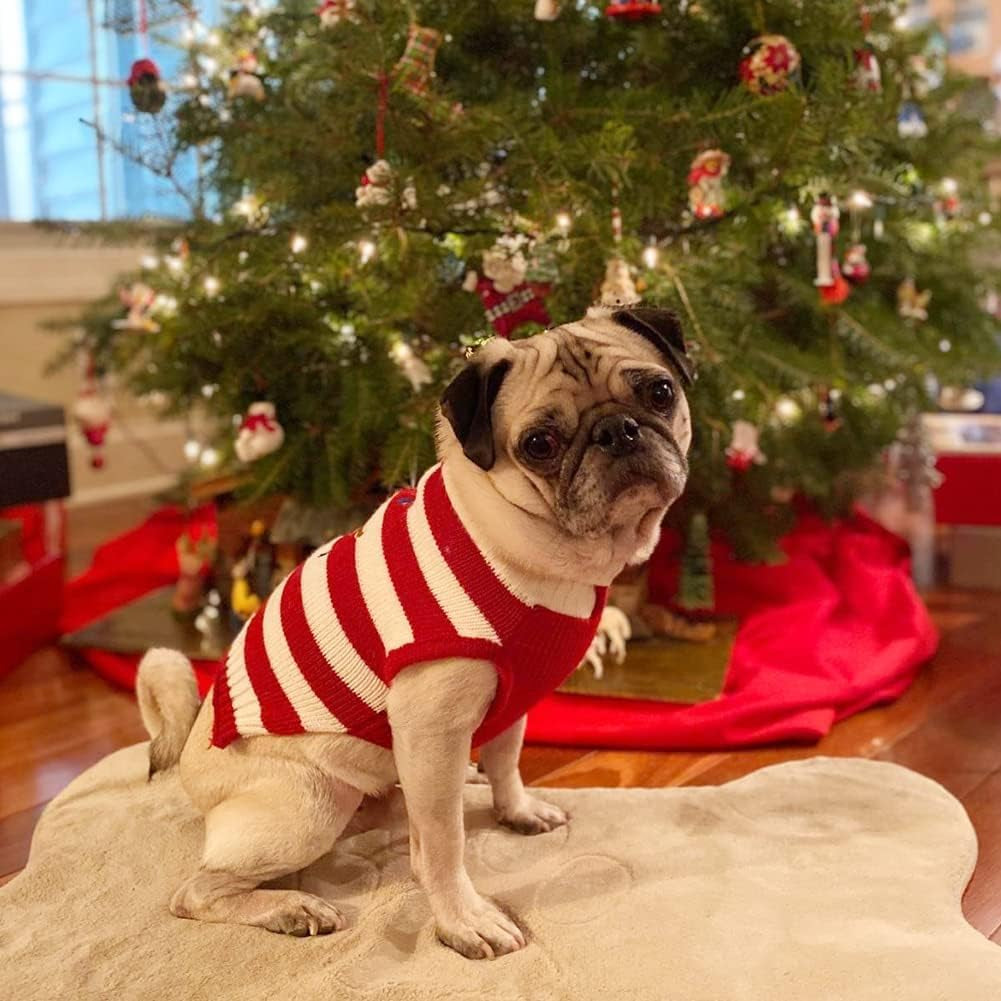 Dog Sweater Pet Christmas Elk Bells Sweaters Halloween Reindeer for Small Dog and Cat(Red,Xl)