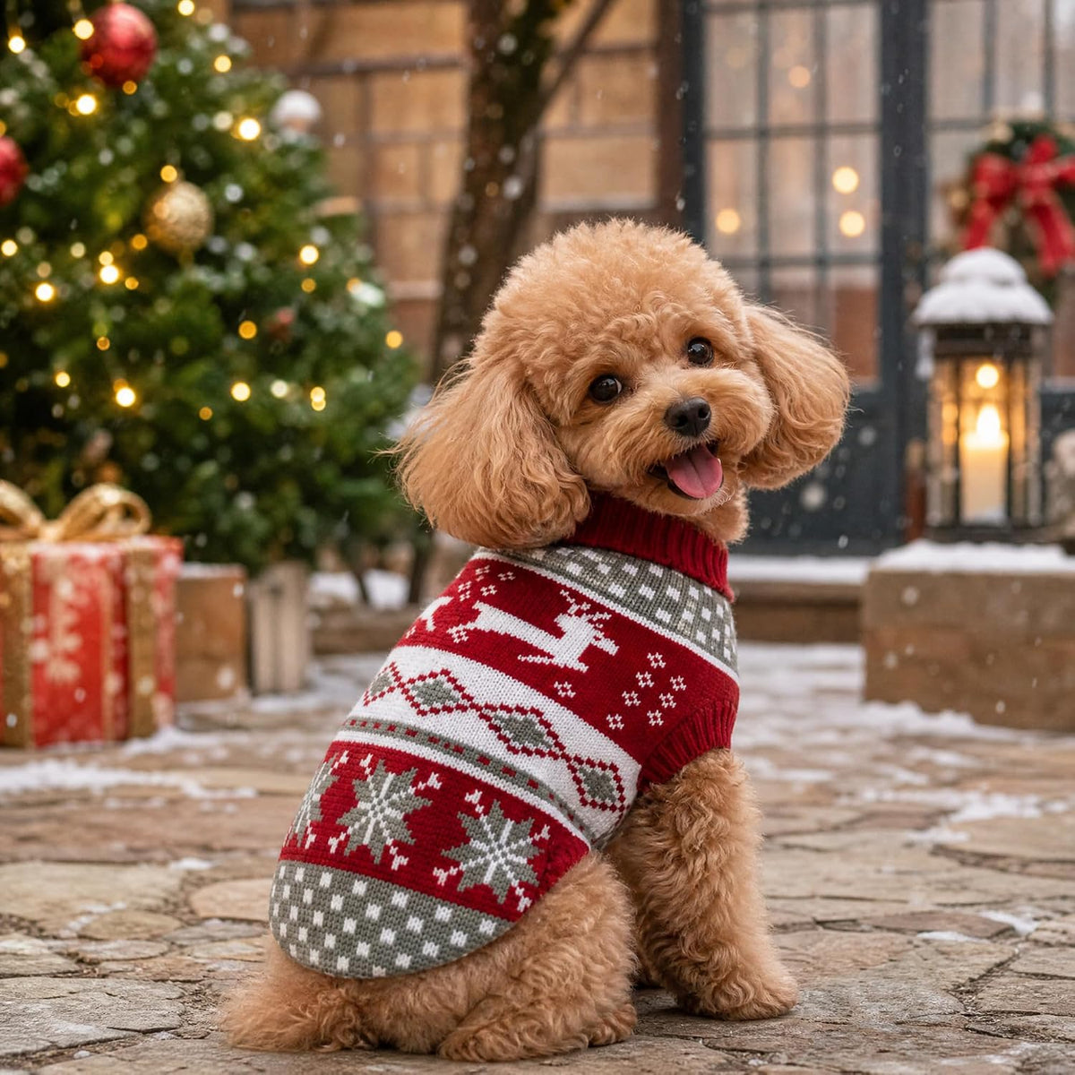 Dog Christmas Sweaters Pet Winter Knitwear Xmas Clothes Classic Warm Coats Reindeer Snowflake Argyle Sweater for Kitty Puppy Cat-S
