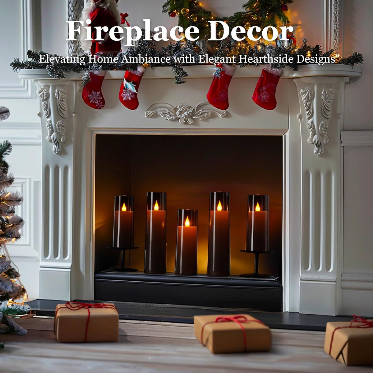 Flameless LED Battery Operated Candles with Remote Timer, Grey